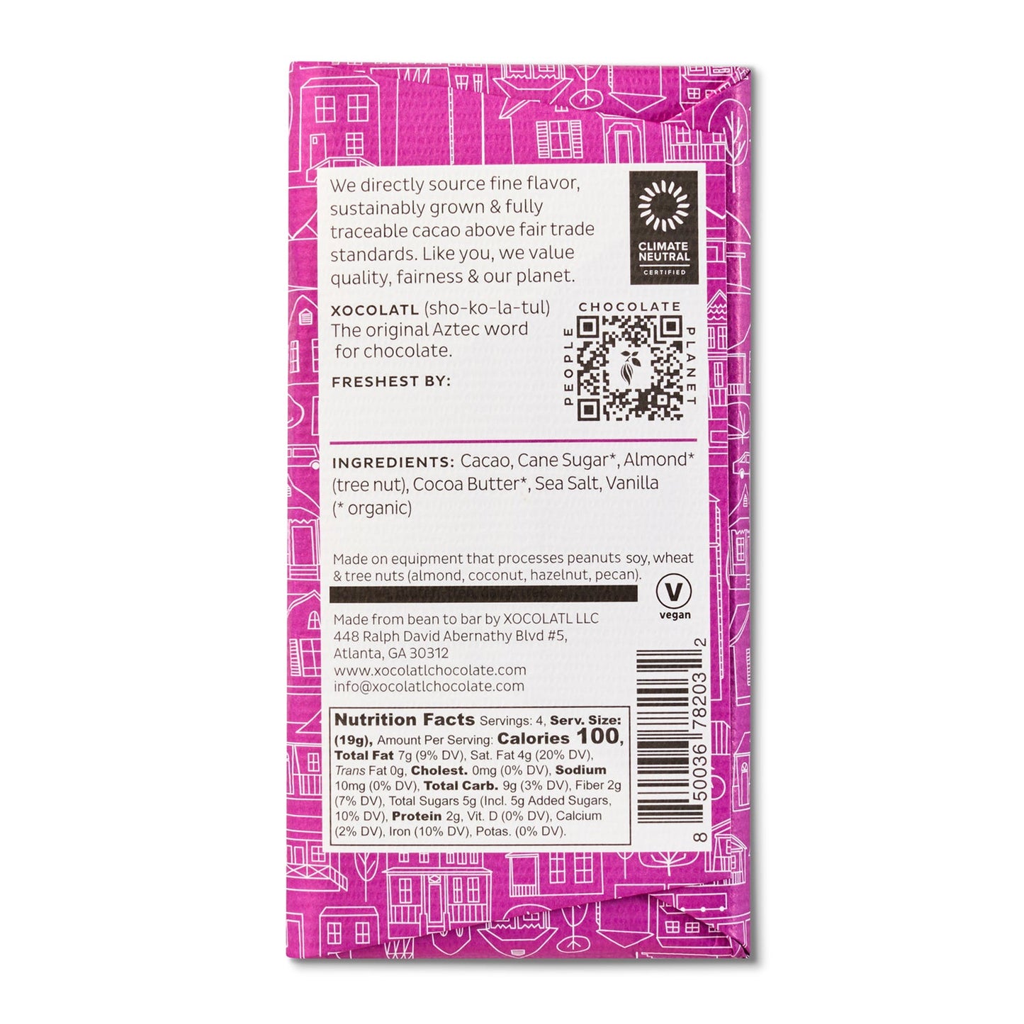 Xocolatl - Go Nuts! Dark Chocolate Almond & Sea Salt Bar