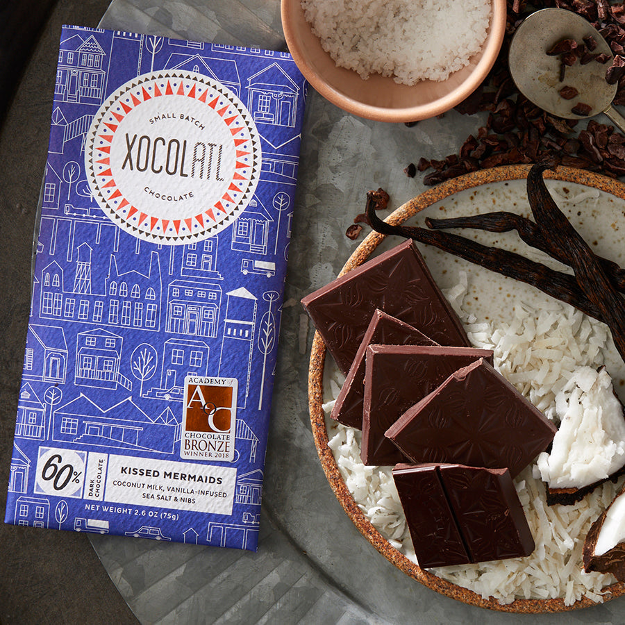 Xocolatl - Kissed Mermaids Dark Chocolate Coconut Bar