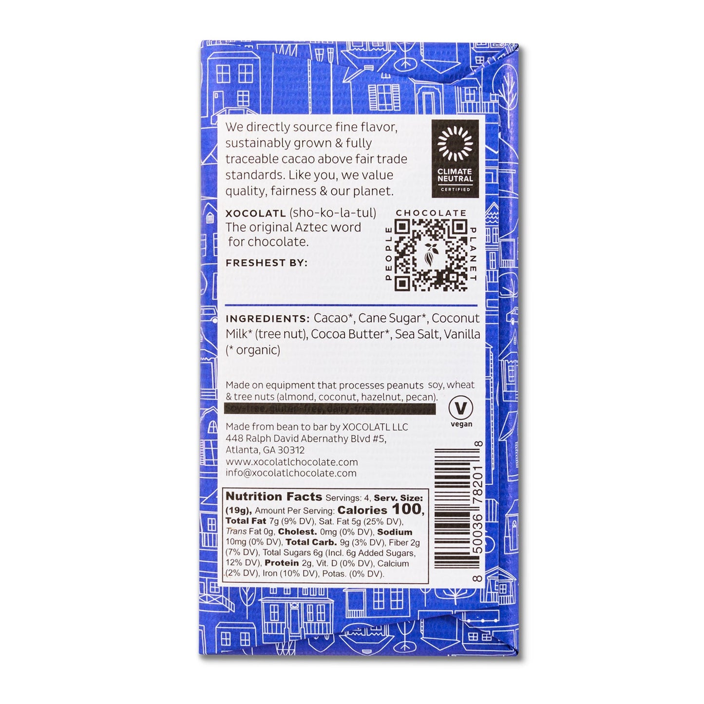 Xocolatl - Kissed Mermaids Dark Chocolate Coconut Bar