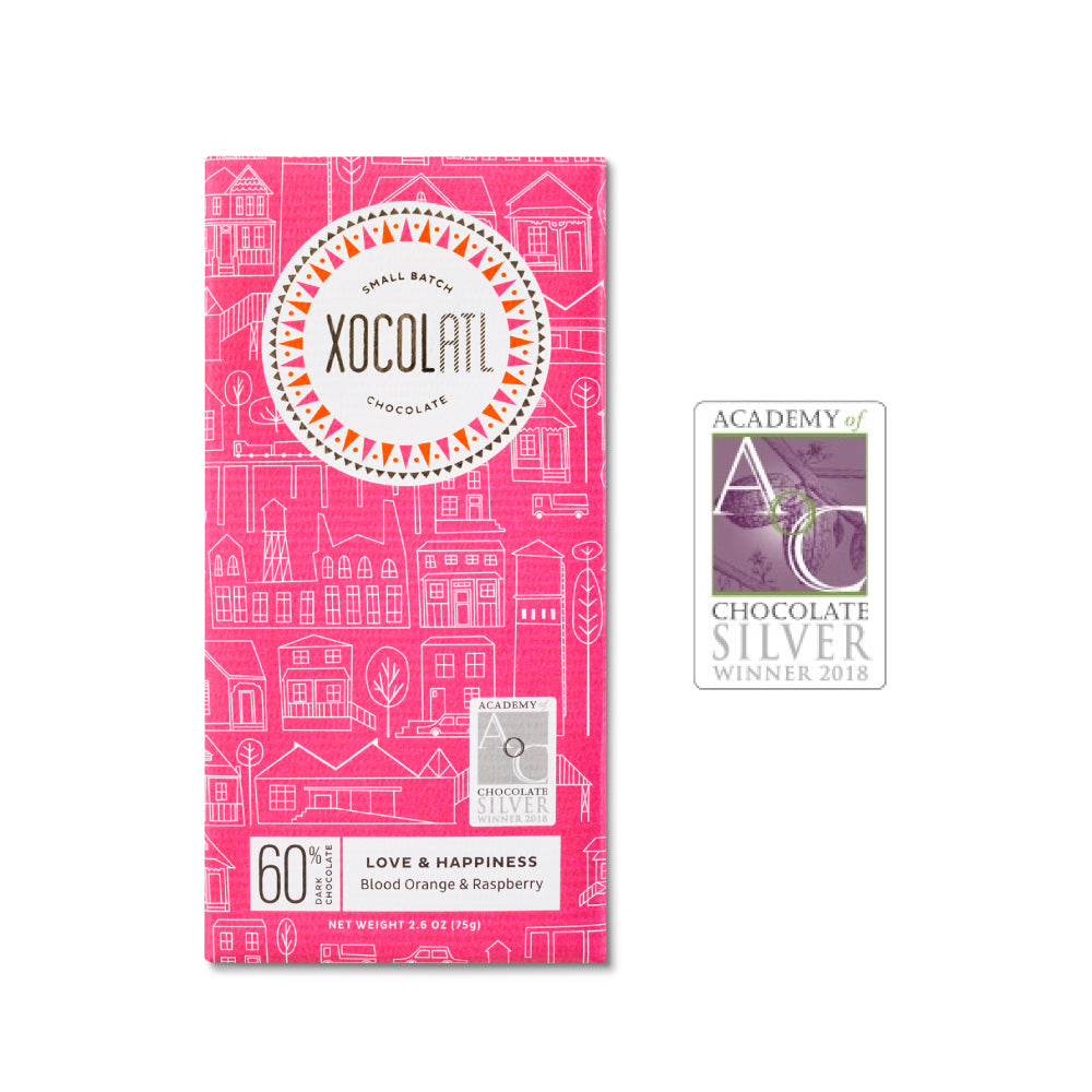 Xocolatl - Love & Happiness Dark Chocolate Raspberry Bar