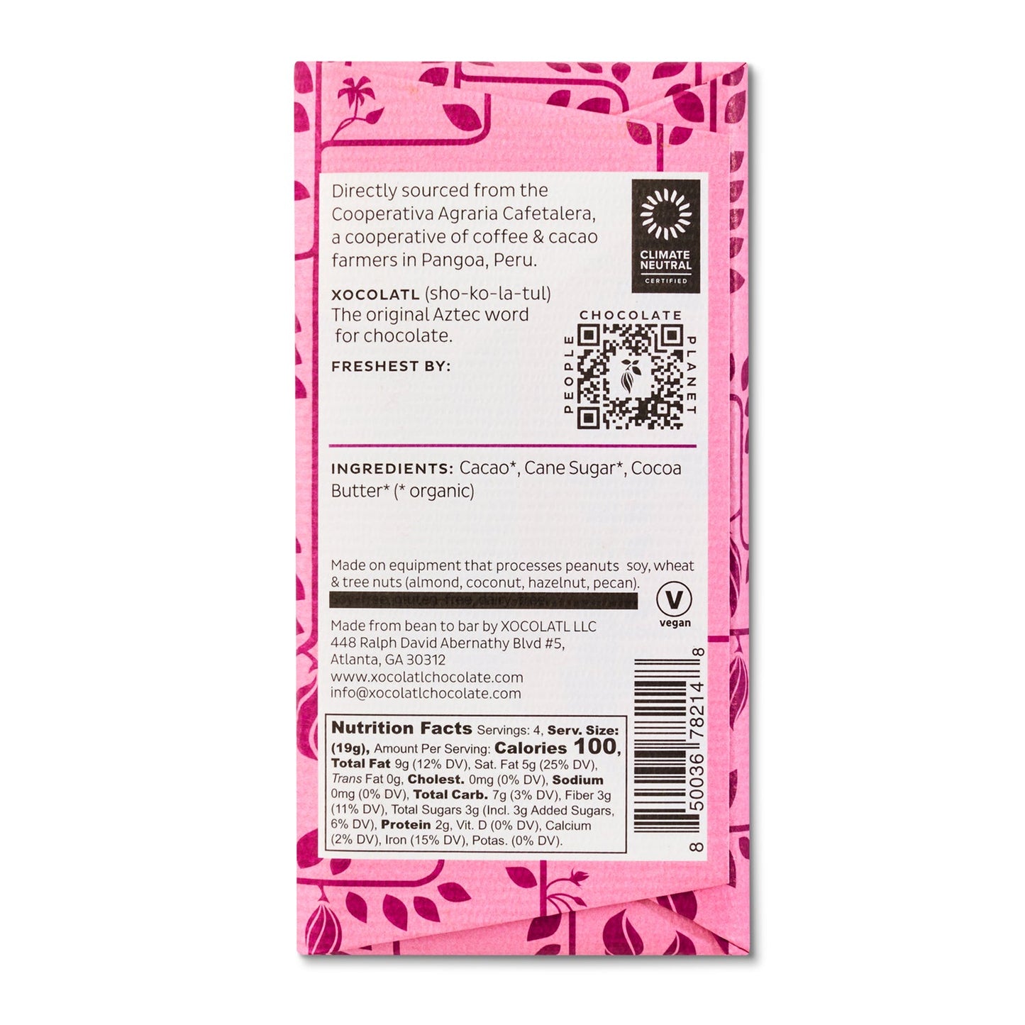 Xocolatl - San Martin De Pangoa, Peru 85% Dark Chocolate